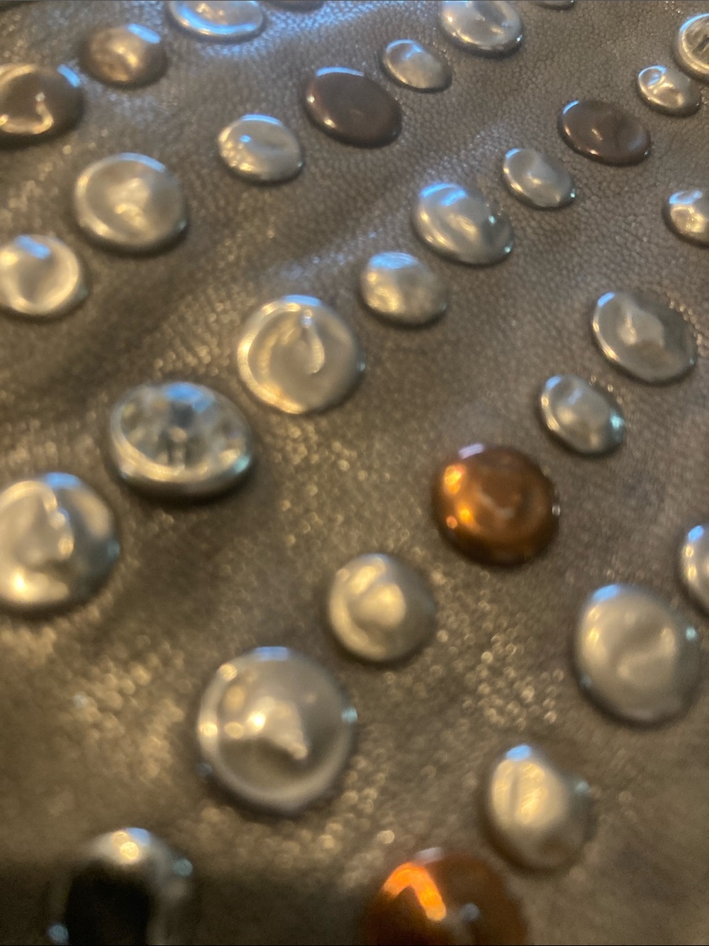 Pfaltzgraff Gray Studded Leather Wristlet Clutch - Picture 4 of 5